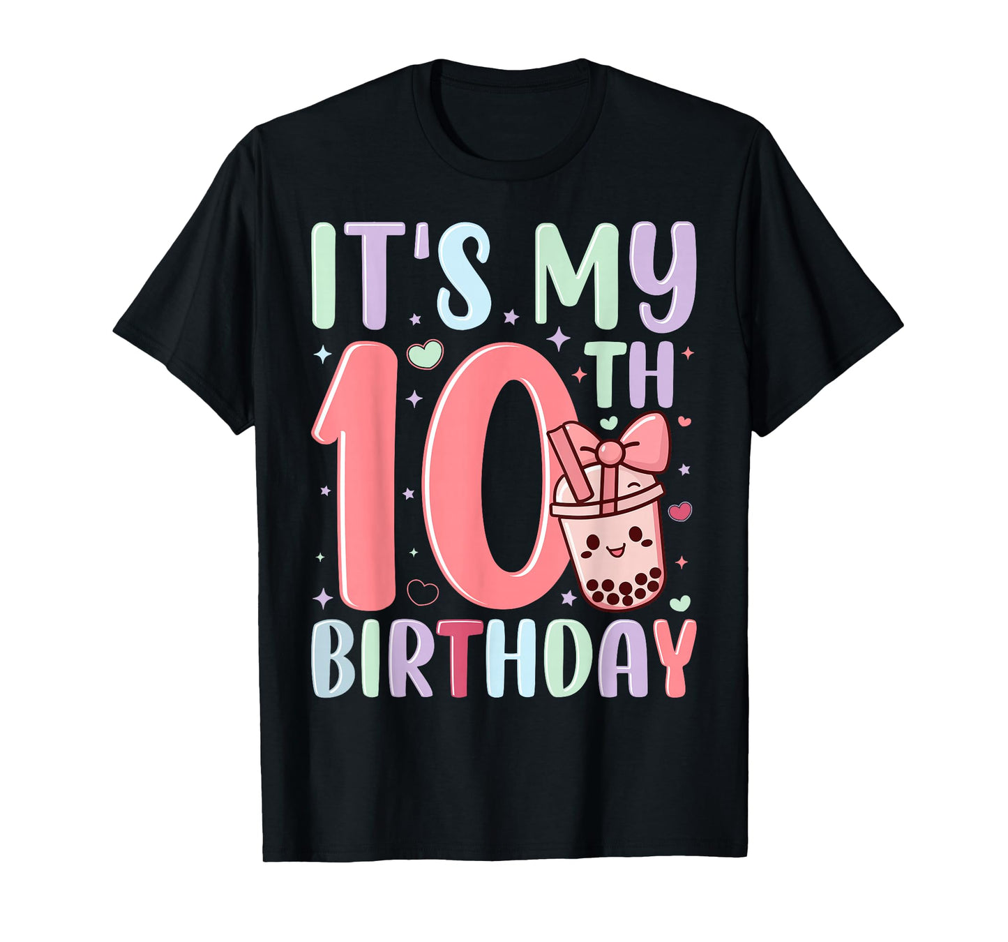 It's My 10th Birthday Bubble Boba Tea Party 10 Year Old Girl T-Shirt