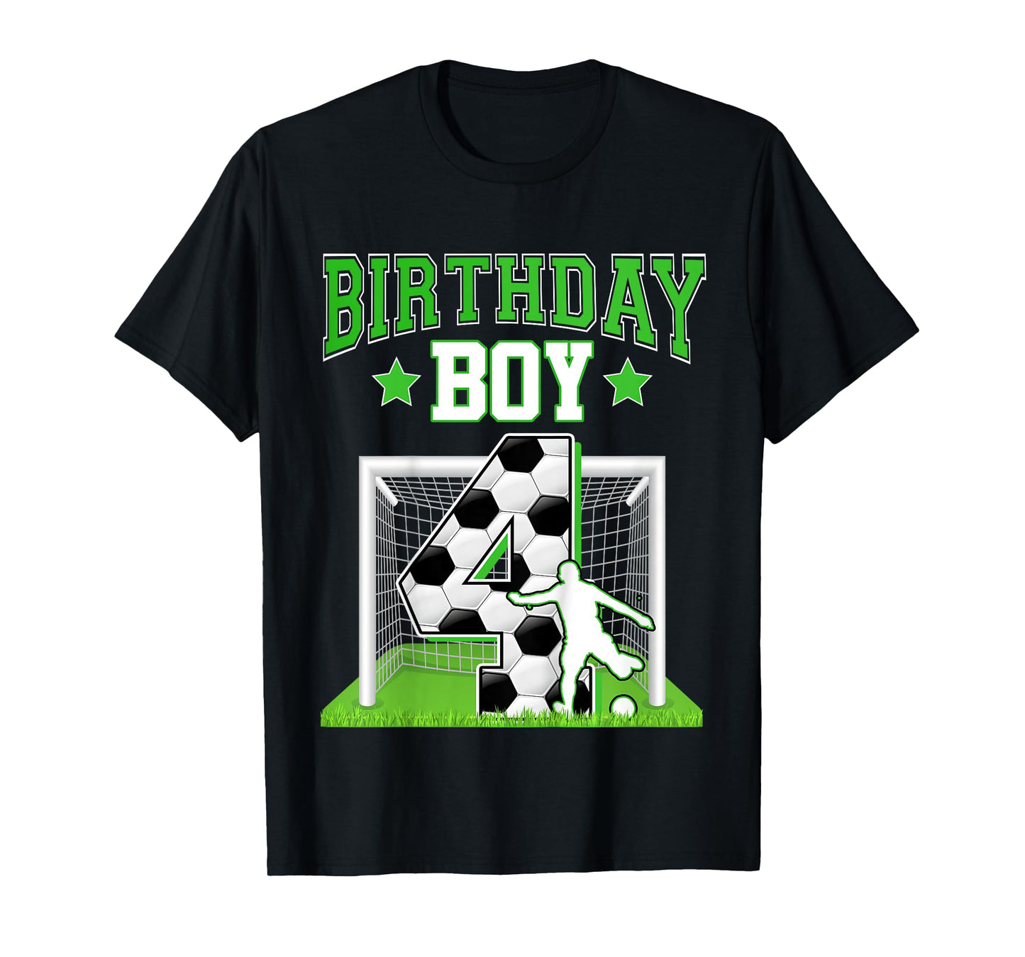 Kids Soccer Ball 4th Birthday Boy 4 Year Old Baller Player Party T-Shirt