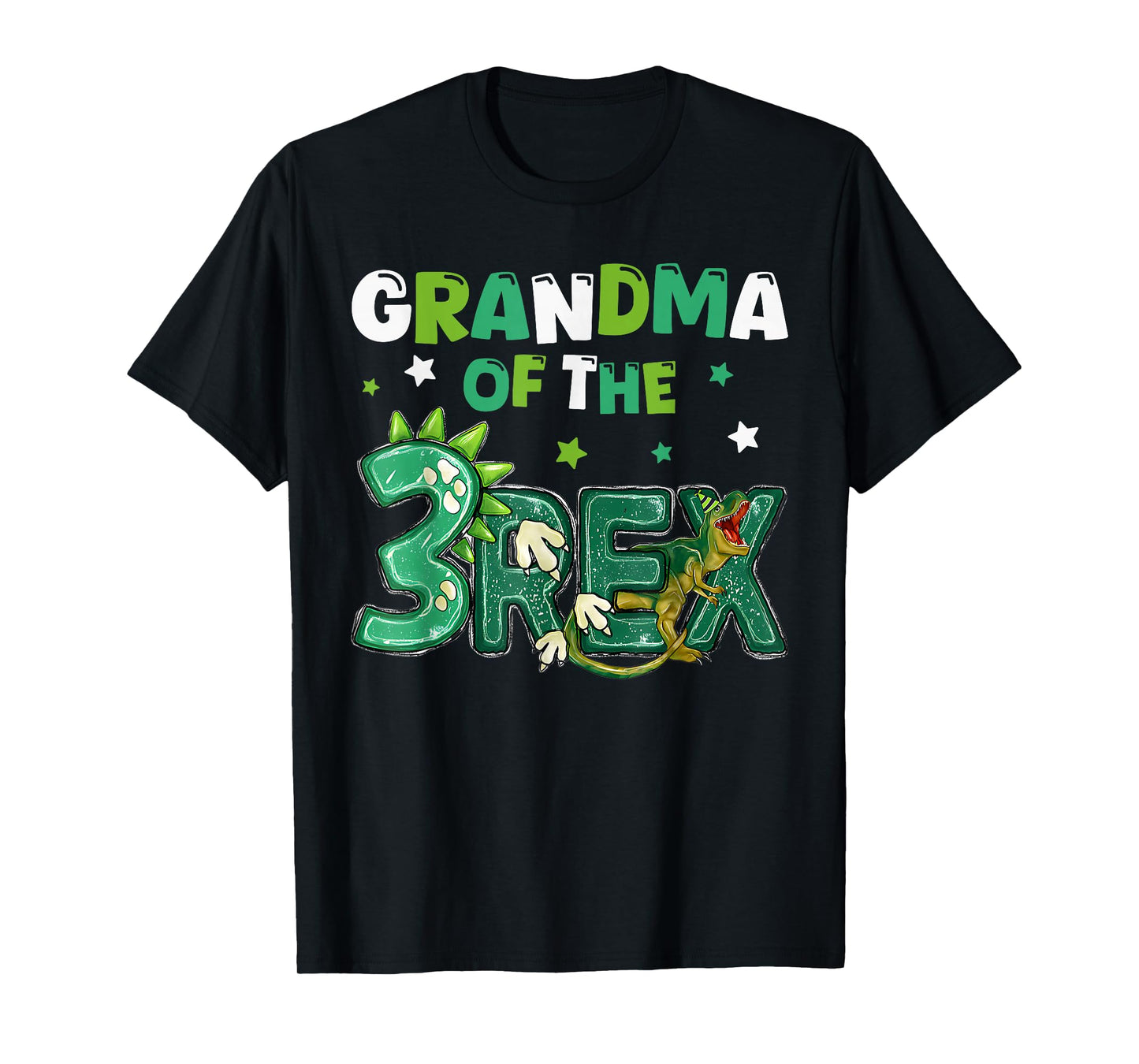 Grandma of the Three Rex Birthday Dinosaur Family Matching T-Shirt