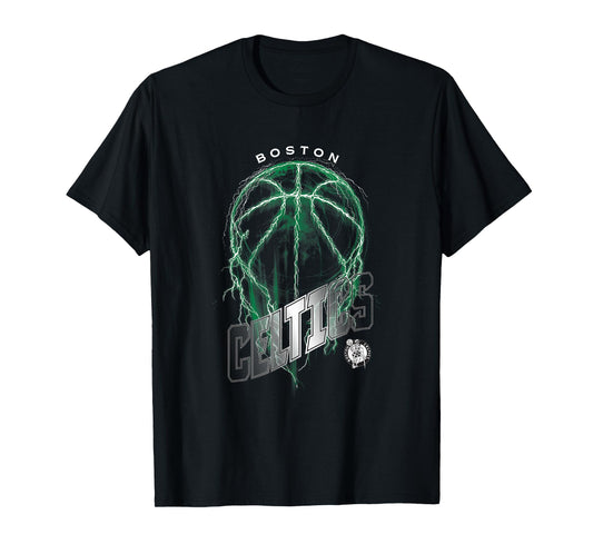 NBA Boston Celtics Lightning Bolt Basketball Logo T-Shirt