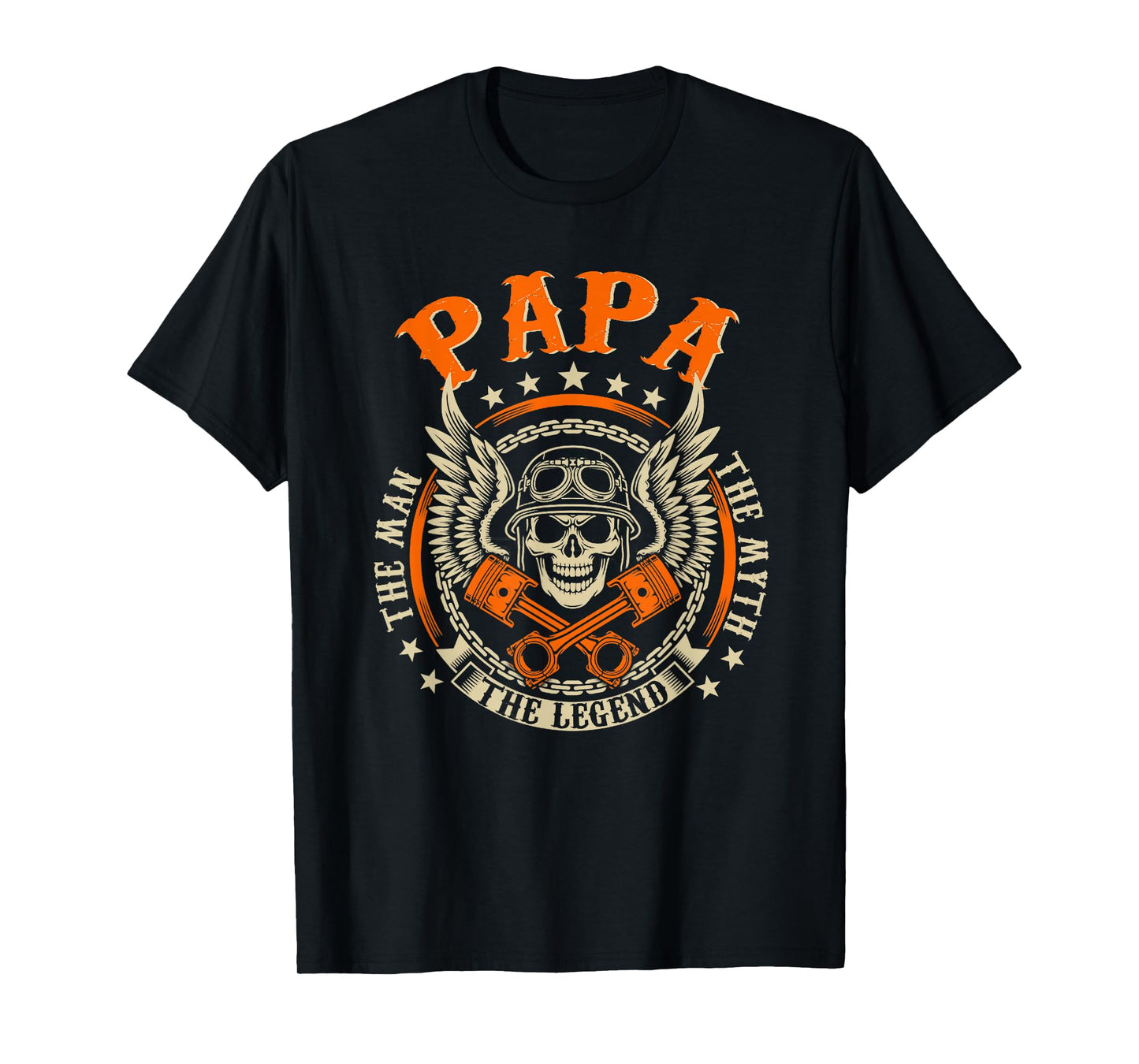 Vintage Biker Papa Motorcycles Biker For Fathers Day Mens T-Shirt