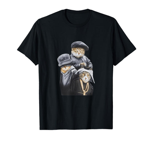 Funny Cat Trio Gangster Thug Cat T-Shirt