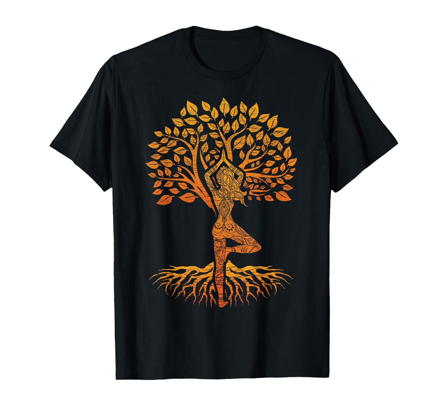 Tree of Life Yoga T-Shirt: Chakra Haka, Classic Fit, Round Neck, Black