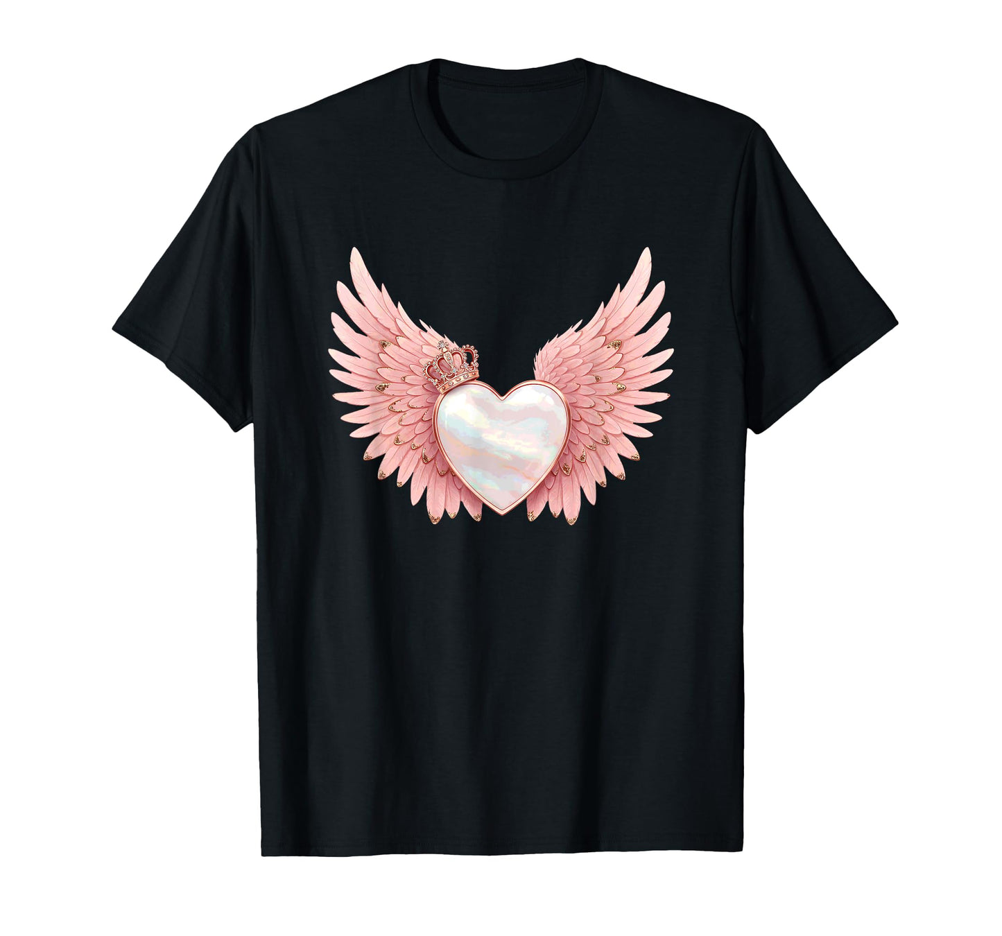 Angel Heart with Crown and Pink Wings T-Shirt