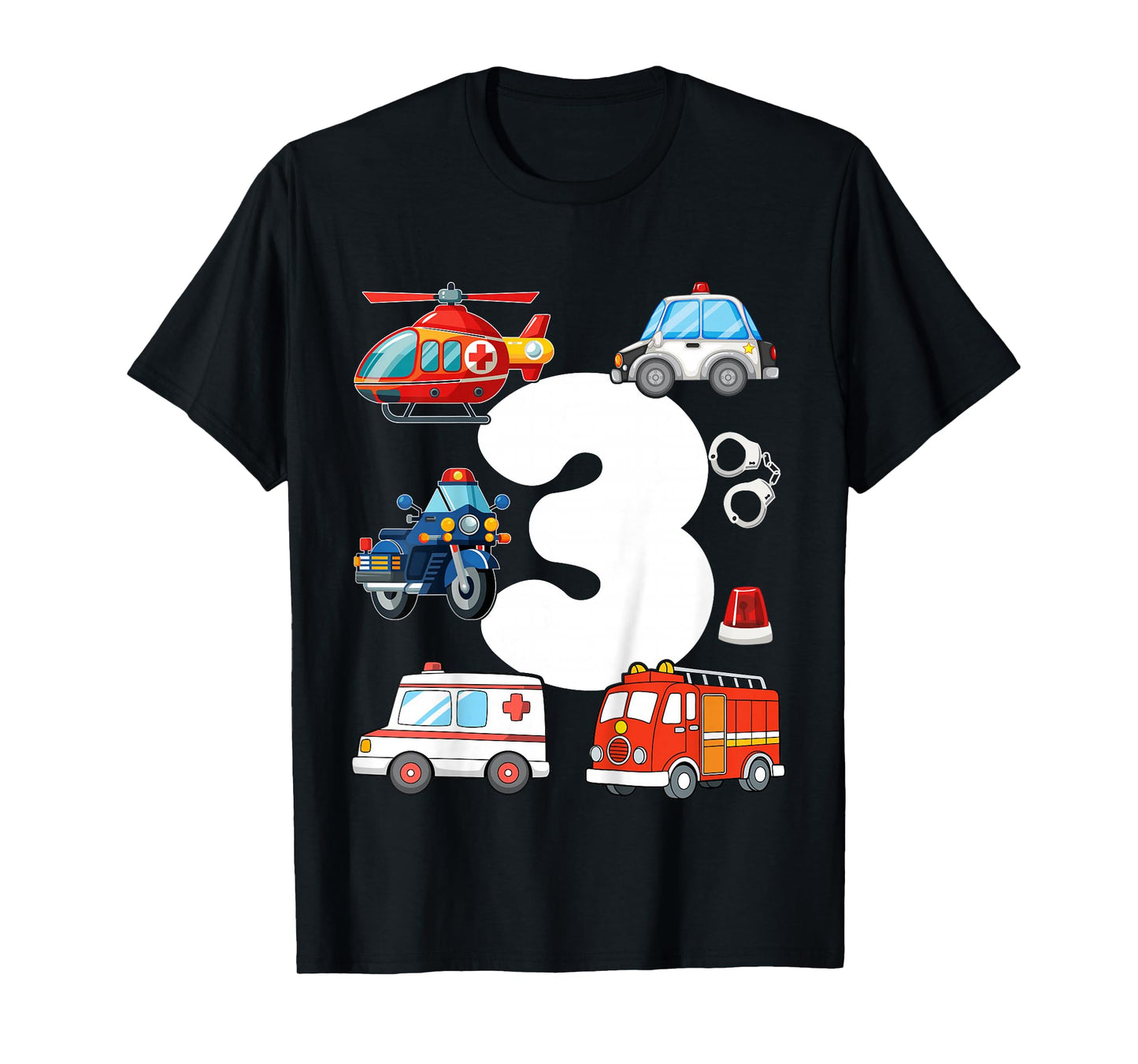 Police Car Rescue Vehicle Kids 3 Years Old 3rd Birthday T-Shirt
