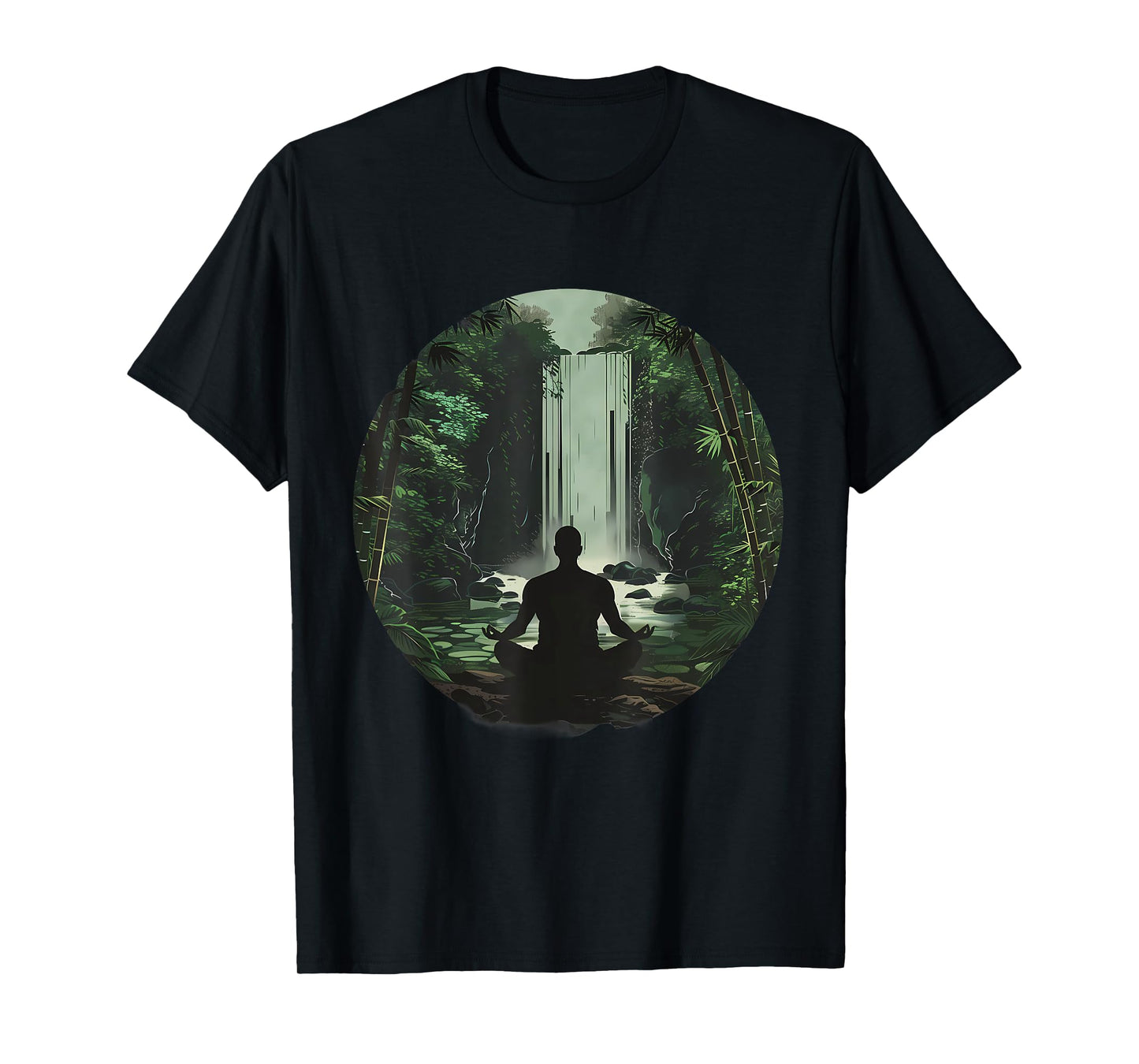 Meditation Zen Buddha Waterfall Buddhist Hindu Yoga Nature T-Shirt
