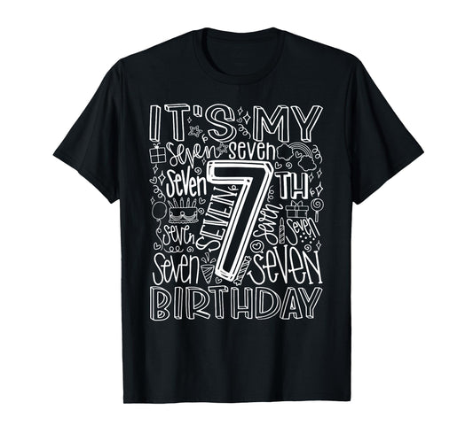 It's My 7th Birthday Seven 7 Year Old Bday Kids Boys Girls T-Shirt