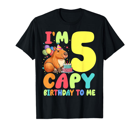I'm 5 Year Old Capy Birthday To Me 5th Birthday Capybara T-Shirt
