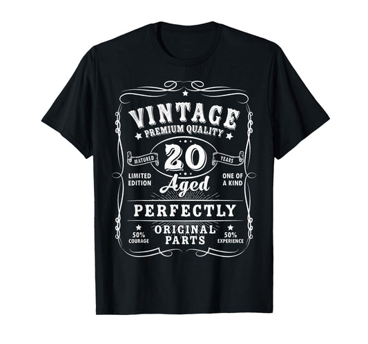 Vintage 20th Birthday Decorations Men Funny 20 Birthday T-Shirt