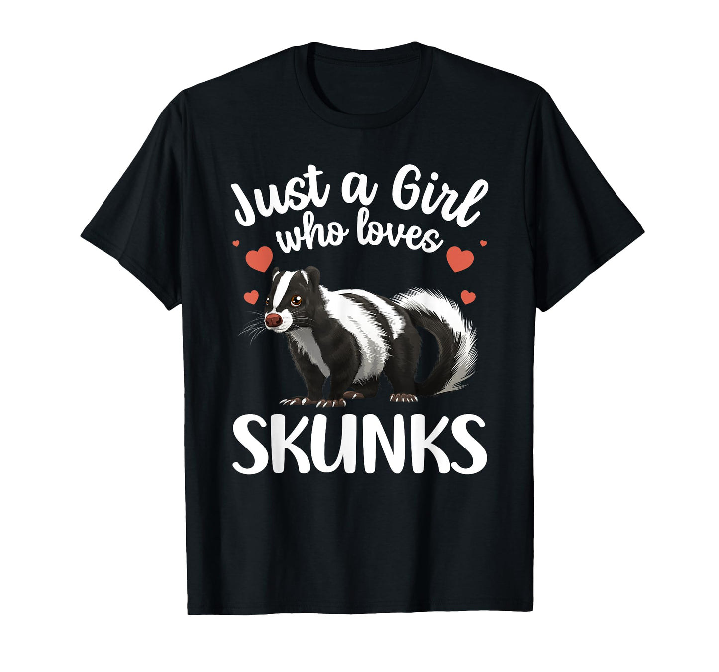 Cool Skunk Design For Women Girls Kids Animal Skunk Lover T-Shirt