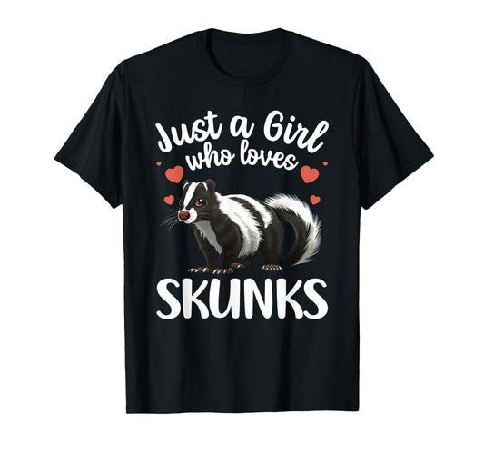 Cool Skunk Design For Women Girls Kids Animal Skunk Lover T-Shirt
