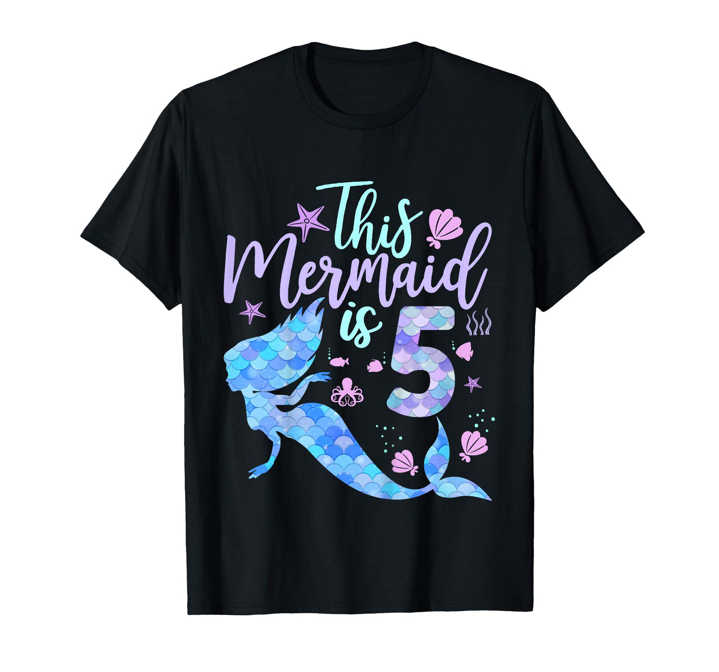 Kids This Mermaid is 5 Birthday Girls Mermaid T-Shirt