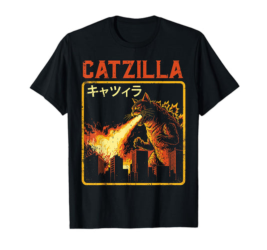 Catzilla Cat Monster Funny Japanese Parody Women Men Kids T-Shirt