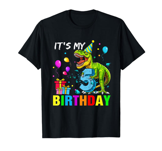 It's My 5th Birthday T-Rex Happy 5 Year Dinosaur Shirt Boys T-Shirt