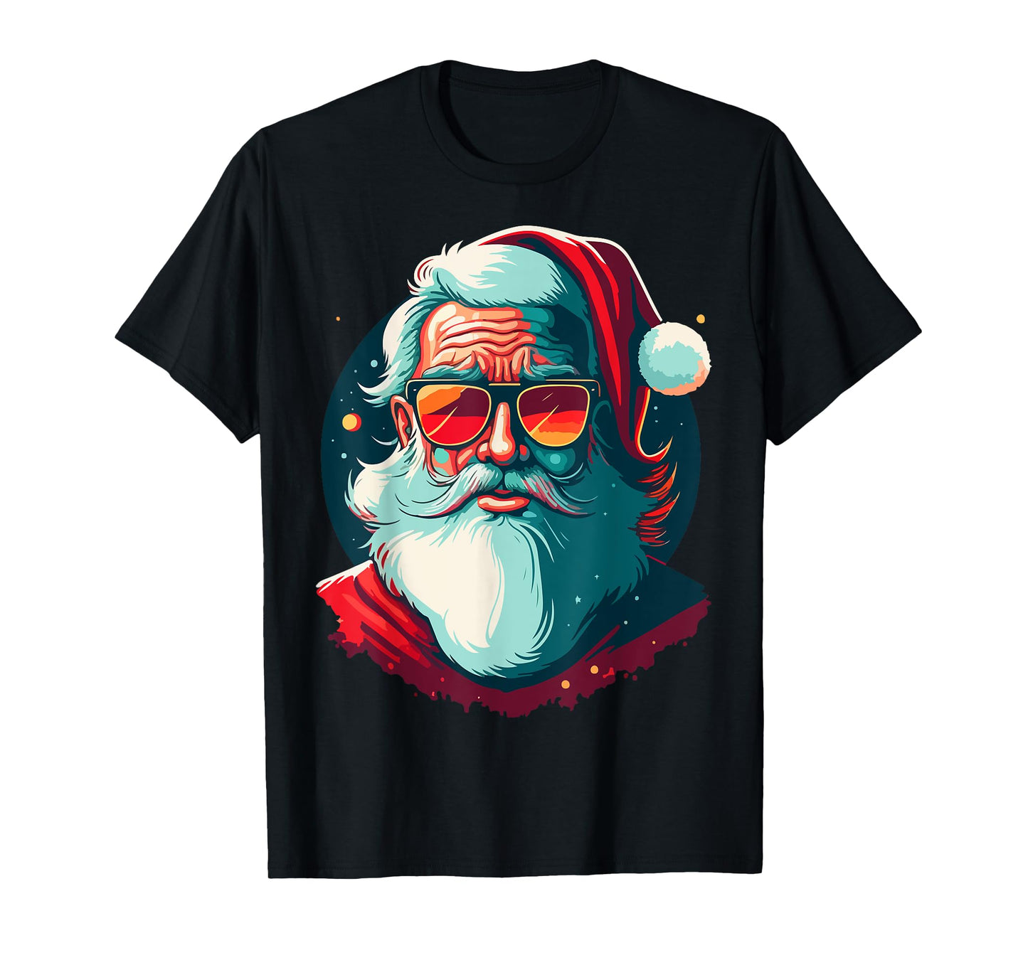 Santa Face Retro Sunglasses Christmas Xmas Men Women T-Shirt