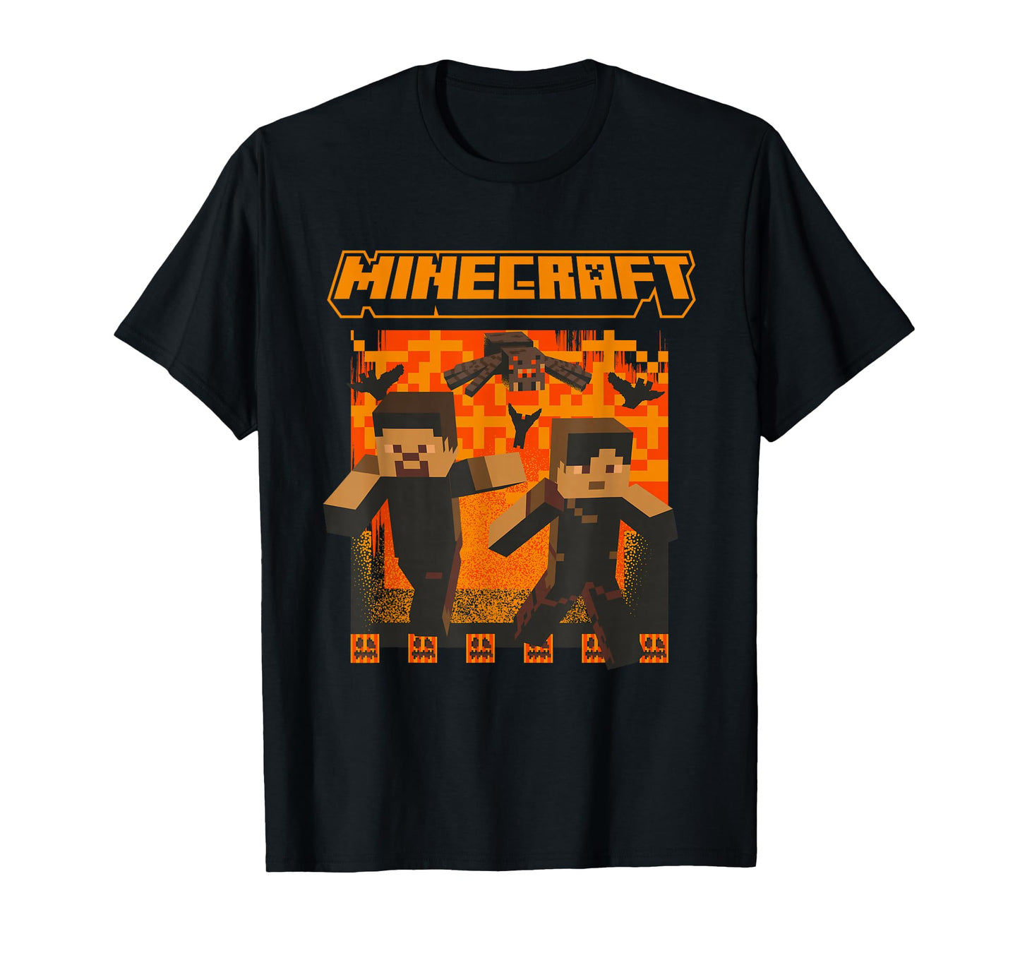 Minecraft Halloween Lava Chase With Spiders T-Shirt