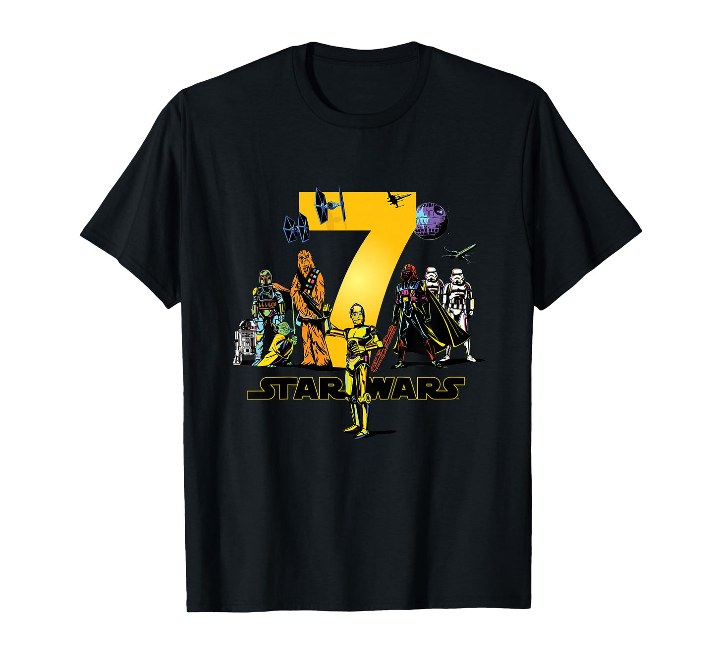 Star Wars Classic Characters Seventh Birthday 7 Years Old T-Shirt