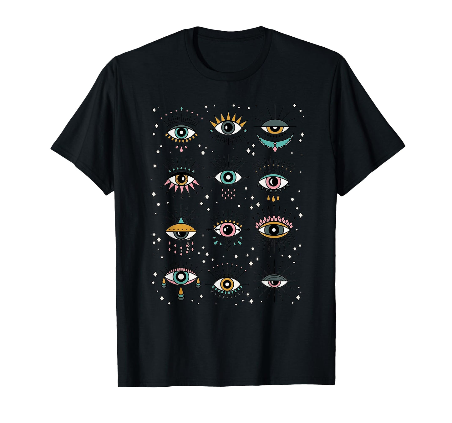 Colorful Squint And Closed Evil Eye Eyelashes Nazar Mati T-Shirt