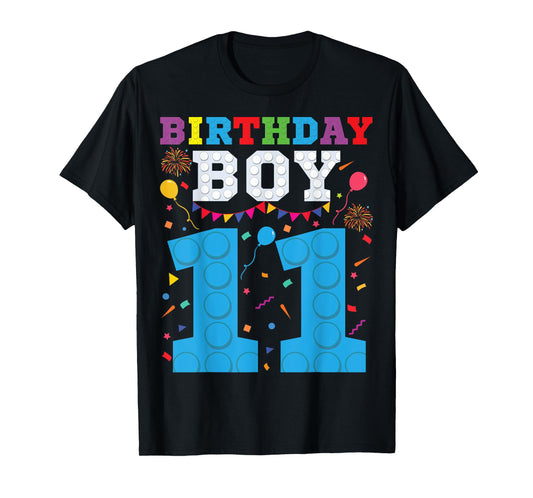 Kids 11 Year Old Building Blocks Family Matching 11 Birthday T-Shirt