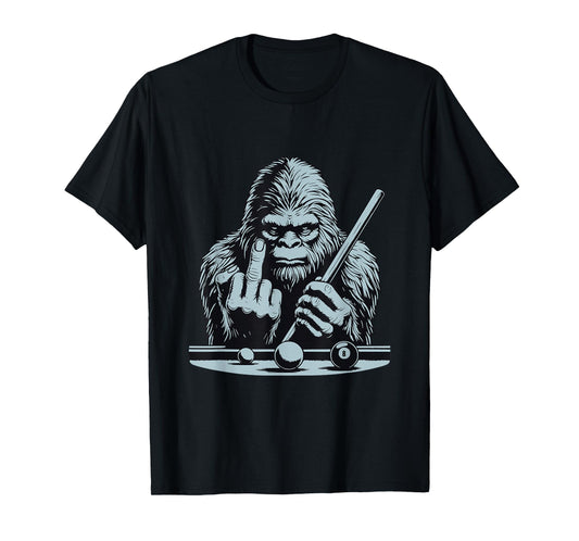 Funny Retro Bigfoot Sasquatch Billiards Bassquatch Pool T-Shirt