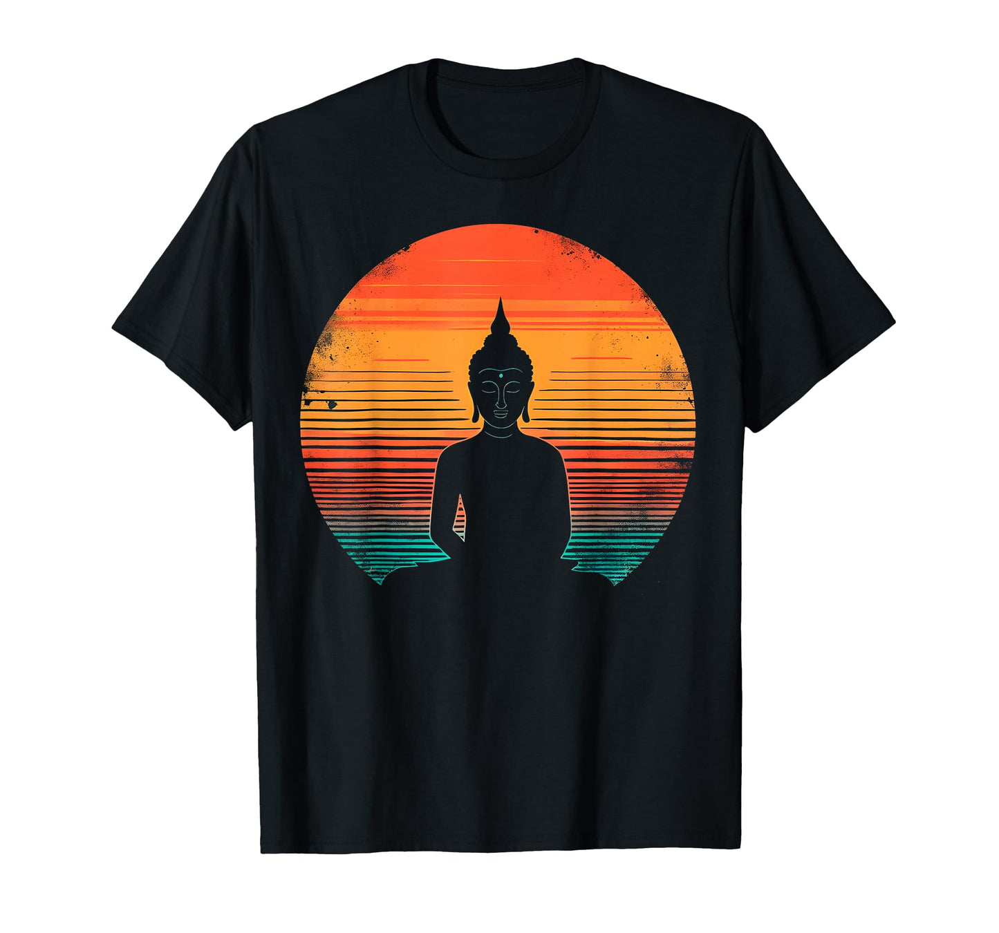 Retro Sunset Buddha Meditation Spiritual T-Shirt