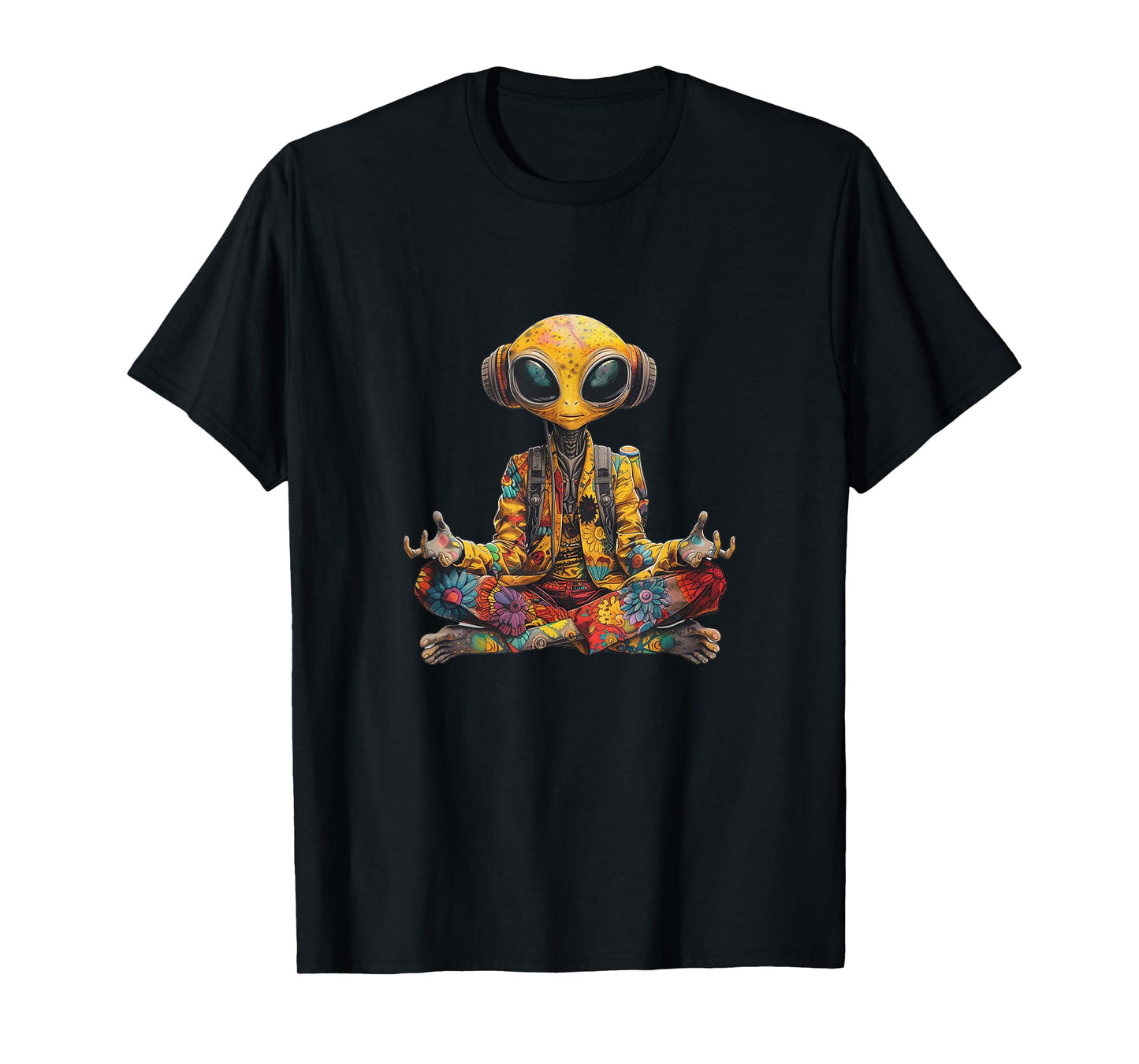 Funny Yoga Meditation Hippie Alien Tie-Dye Peace 70s Groovy T-Shirt