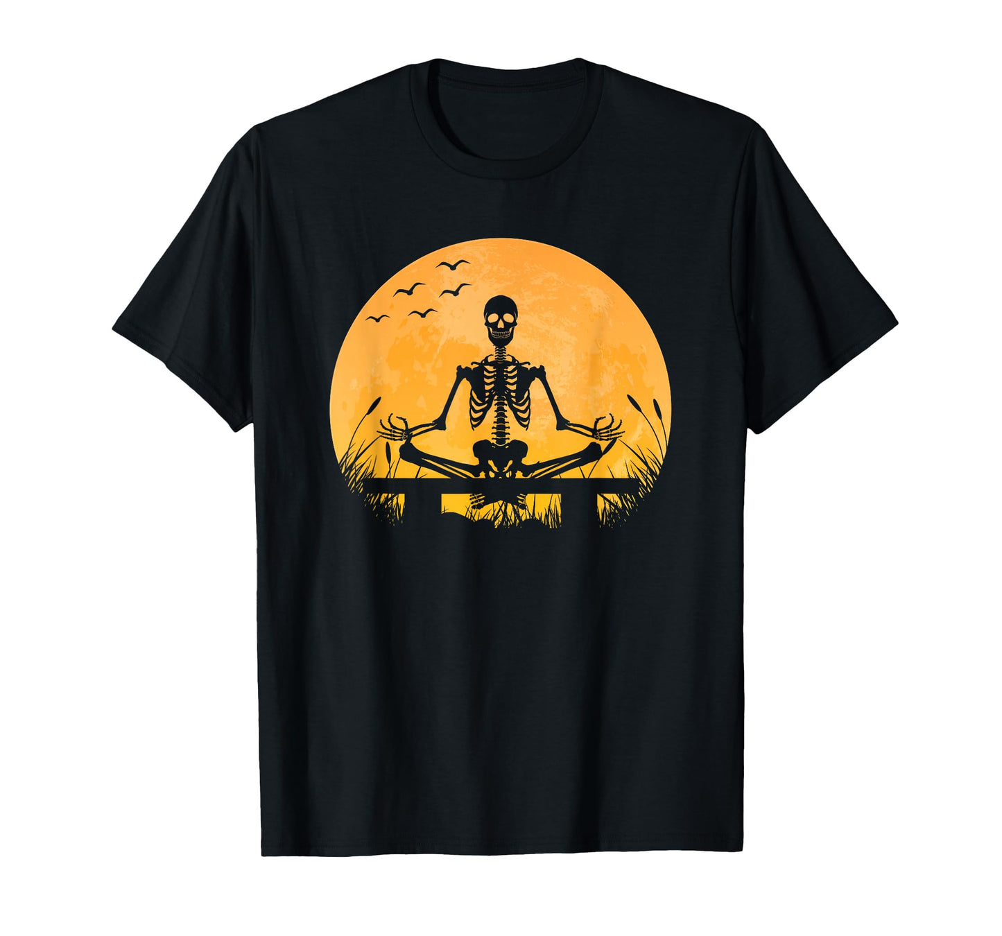 Yoga Meditation | Skeleton meditates | Moon | Yoga Pose T-Shirt