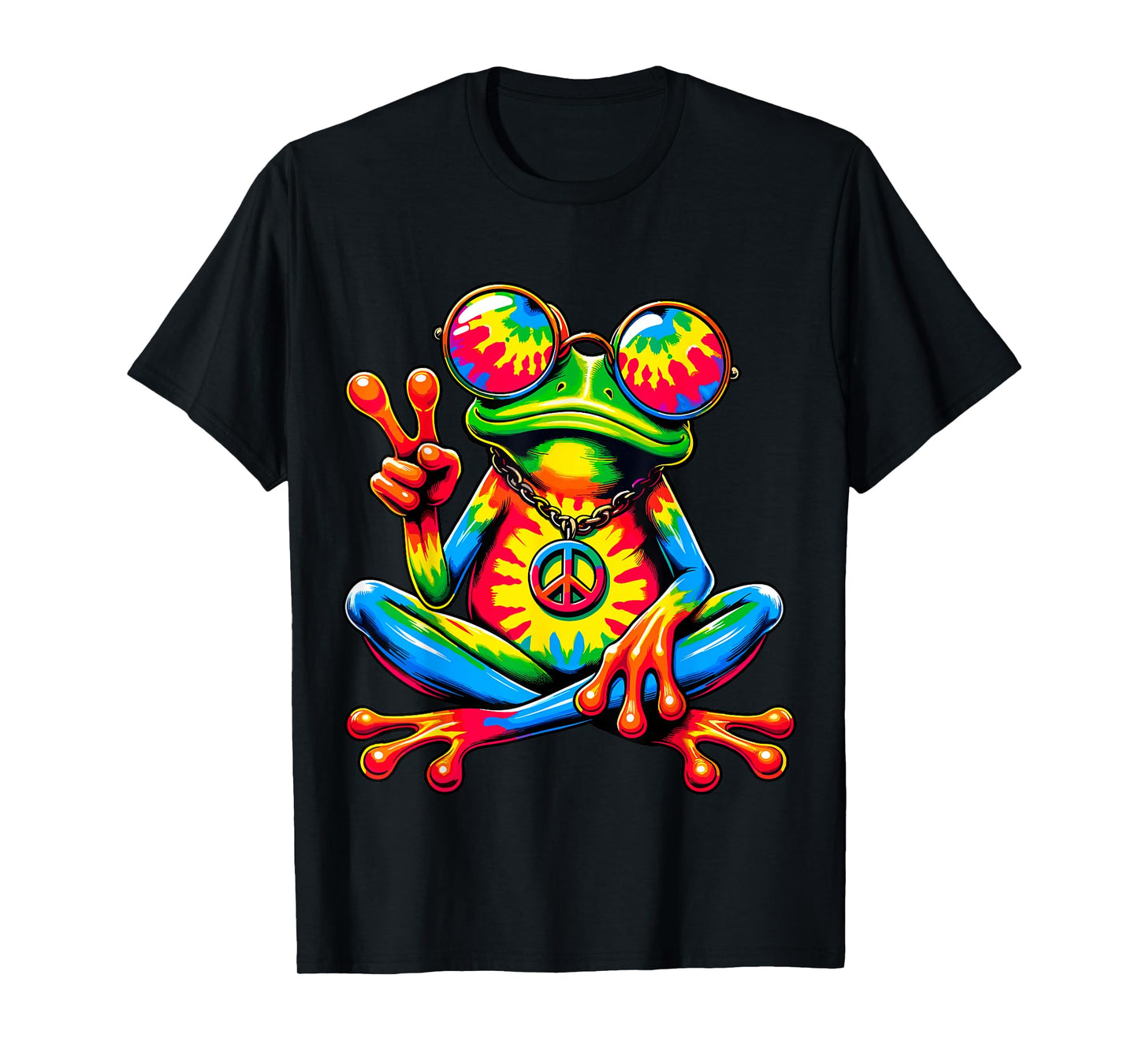 Tie-Dye Peace Frog Peace Sign Hippie T-Shirt