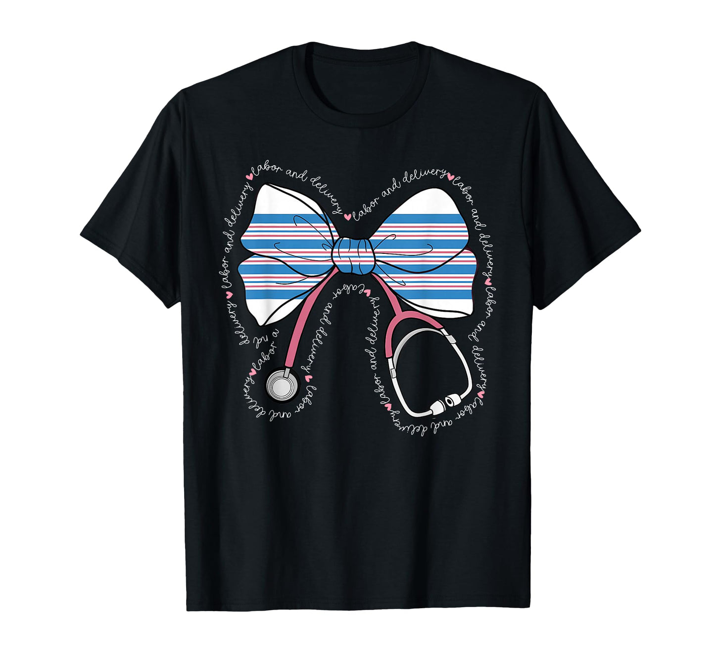 Stethoscope Coquette Bow Baby Blanket Labor and Delivery RN T-Shirt