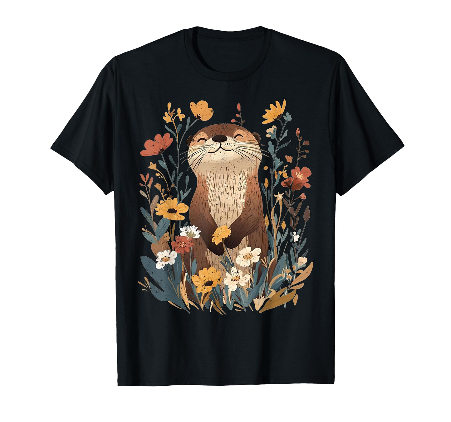 Aesthetic Goblincore Wildflower Art Floral Sea Otters Lover T-Shirt