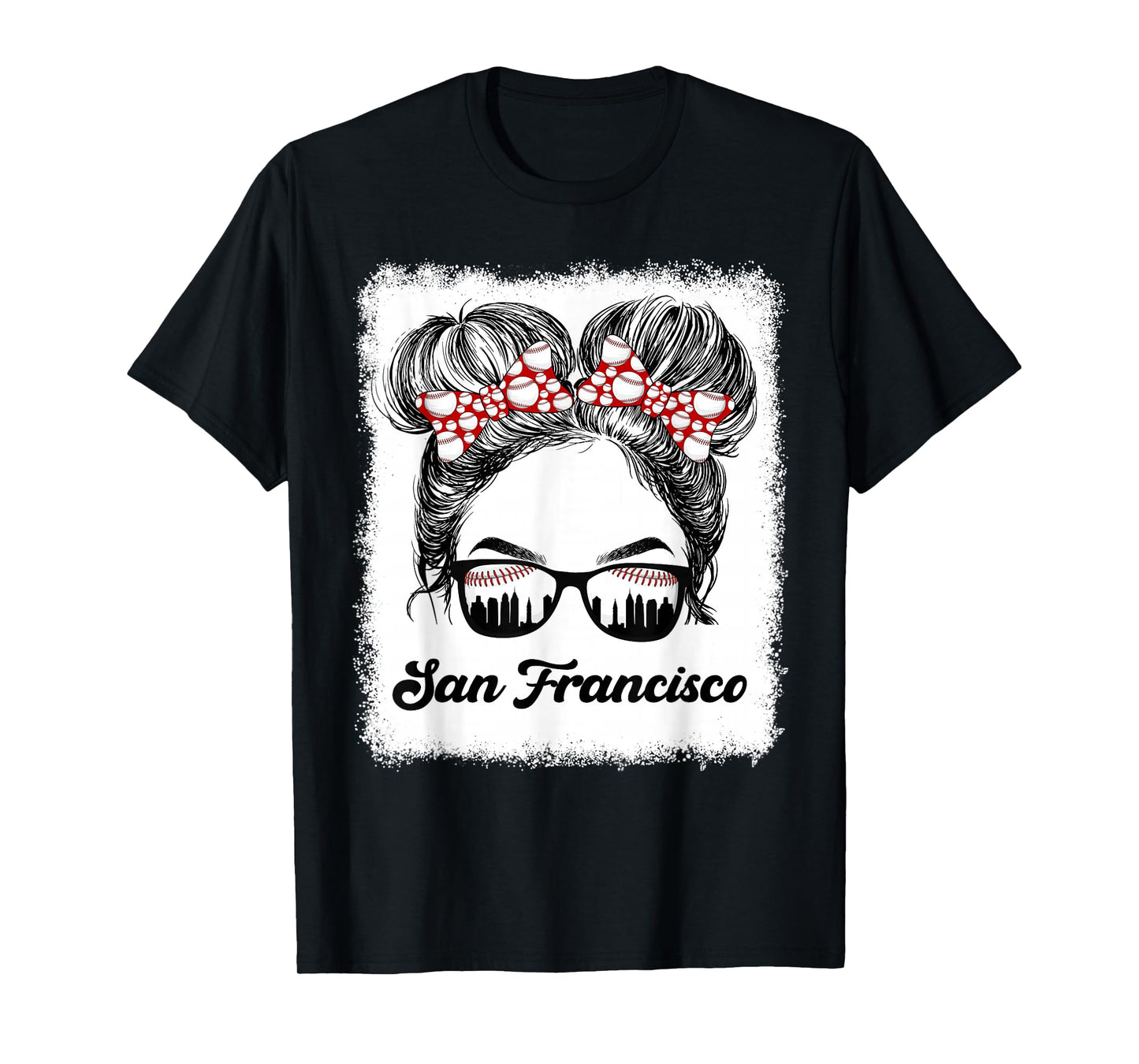 San Francisco Retro Baseball Messy Bun Girl Met At Game Day T-Shirt