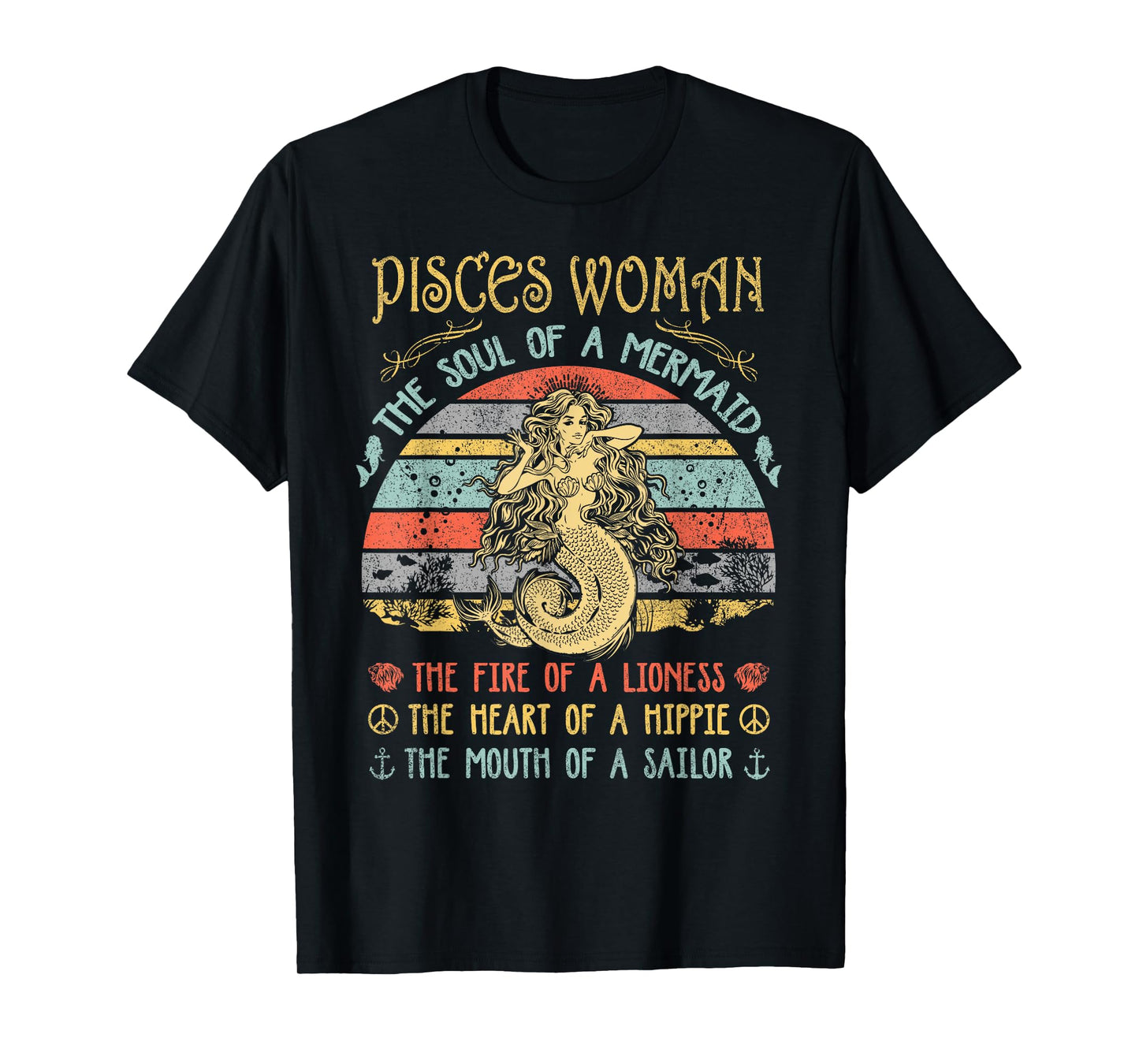 Pisces Woman The Soul Of A Mermaid Vintage Birthday T-Shirt