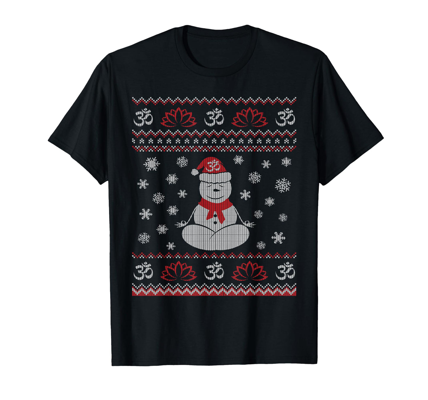 Yoga Snowman Meditating Lotus Pose Ugly Christmas T-Shirt
