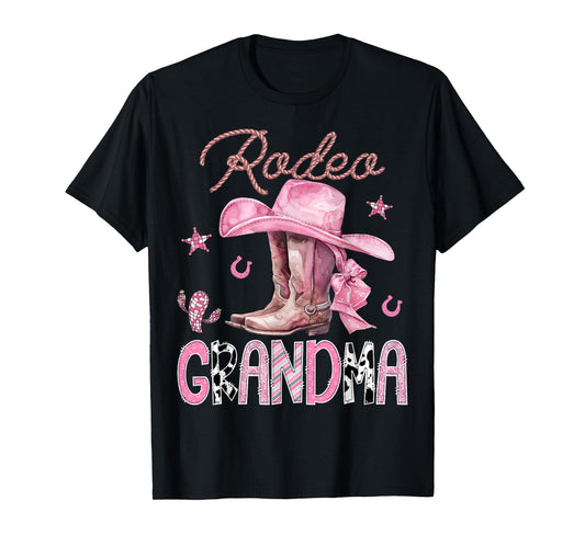 Rodeo Grandma Pink Boots Coquette CowGirl Birthday Party T-Shirt