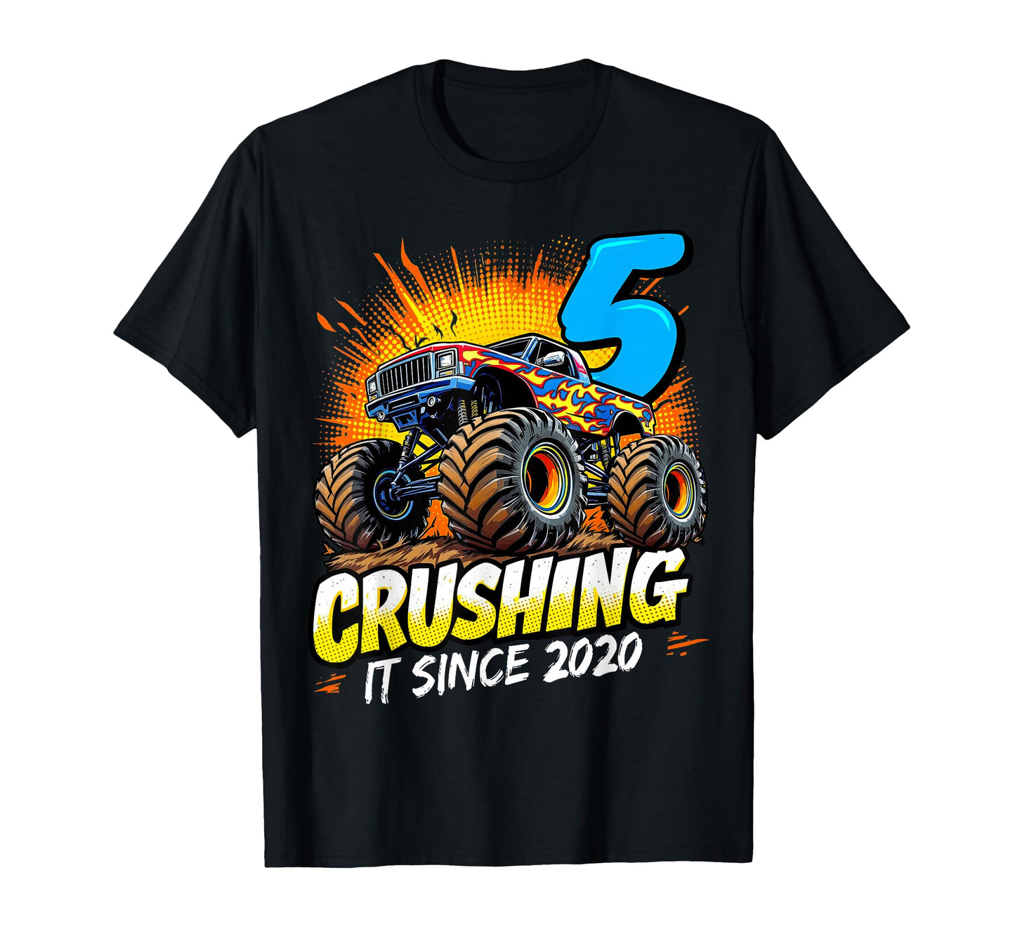 Birthday Monster Truck 5 year Old Boys 5th Party Born 2020 T-Shirt