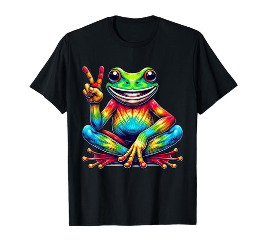 peace sign frog hippie Tie-Dye women men T-Shirt