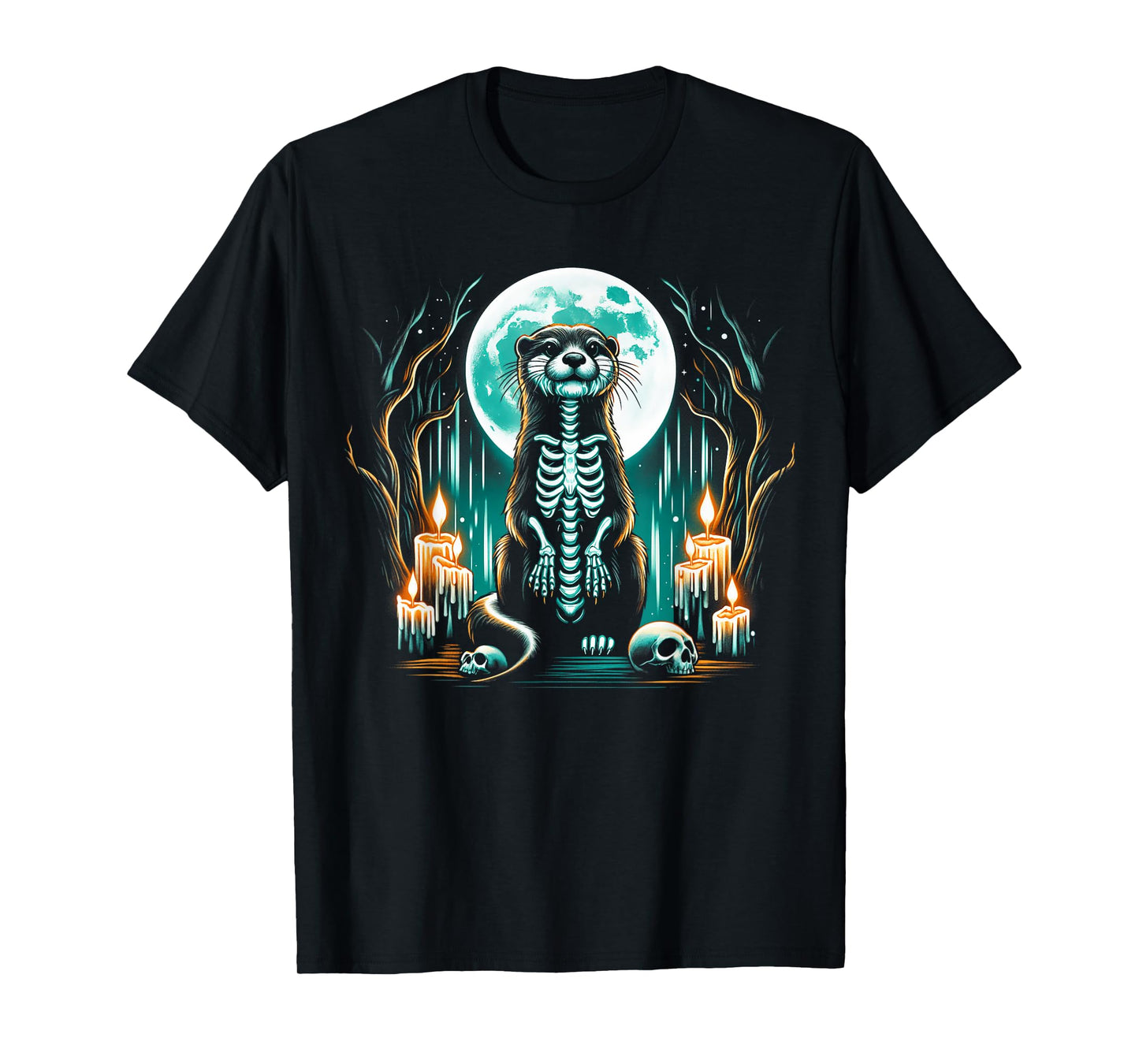 Cool Otter Skeleton Halloween Christmas Birthday T-Shirt