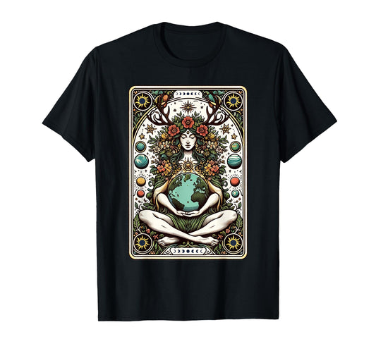 Gaia Greek Goddess Pagan Mother Earth Nature Tarot Card T-Shirt