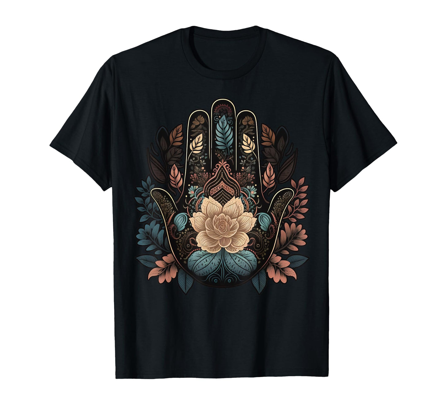 Floral Khamsah or Hand of Fatima on flower Hand of Hamsa T-Shirt
