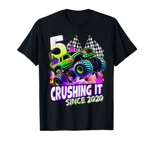 Birthday Boys Monster Truck 5 Year Old 5th Birthday Party T-Shirt