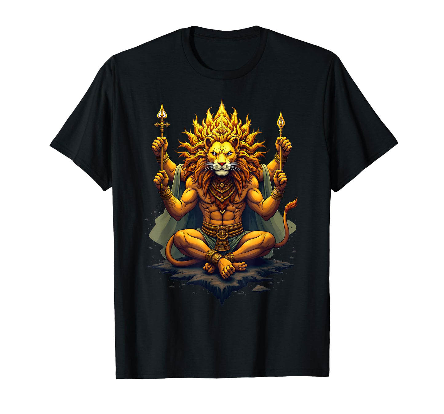 Majestätischer Narasimha Löwengott Design Göttliche Symbole T-Shirt
