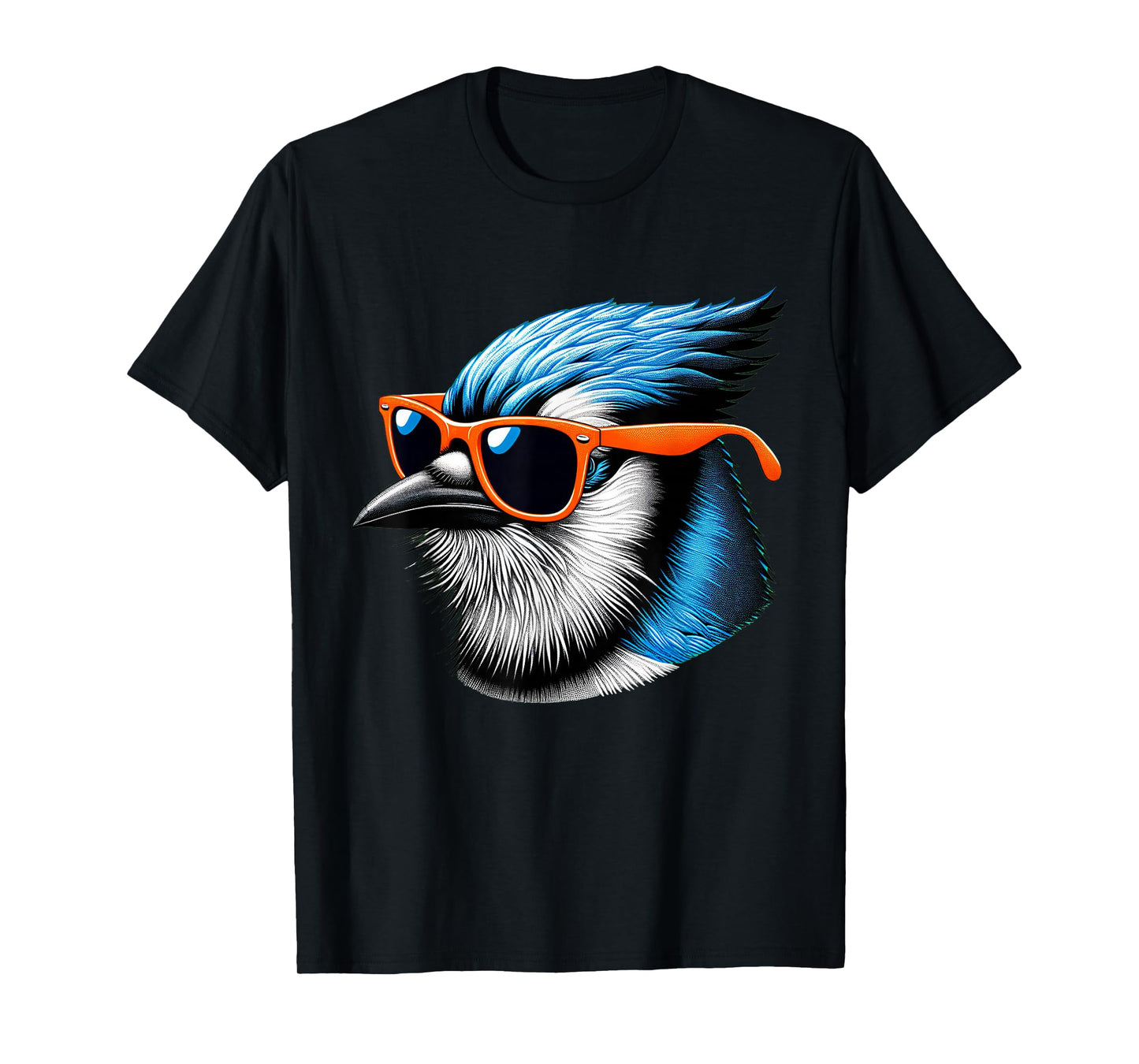 Cool Blue Jay Bird Wearing Sunglasses Graphic Art T-Shirt