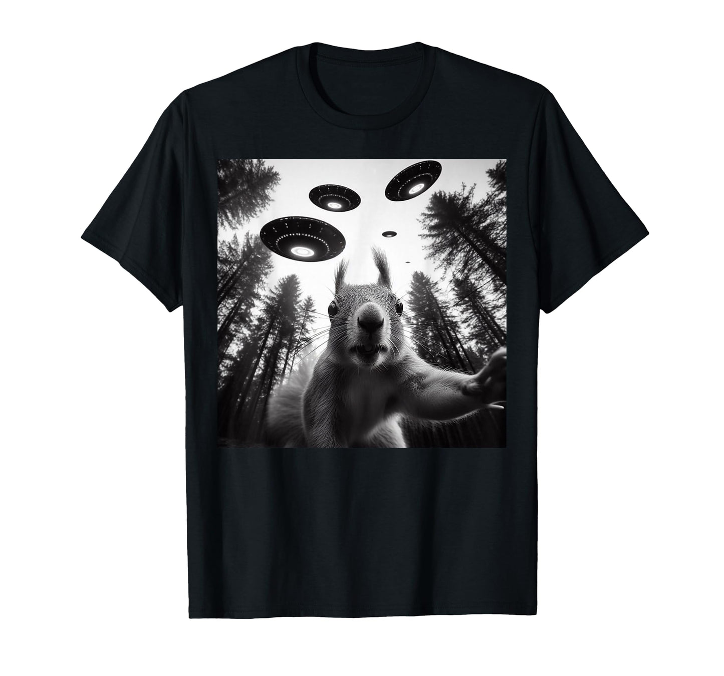 Squirrel Selfie With Alien UFO Funny Gifts For Men Women Kid T-Shirt