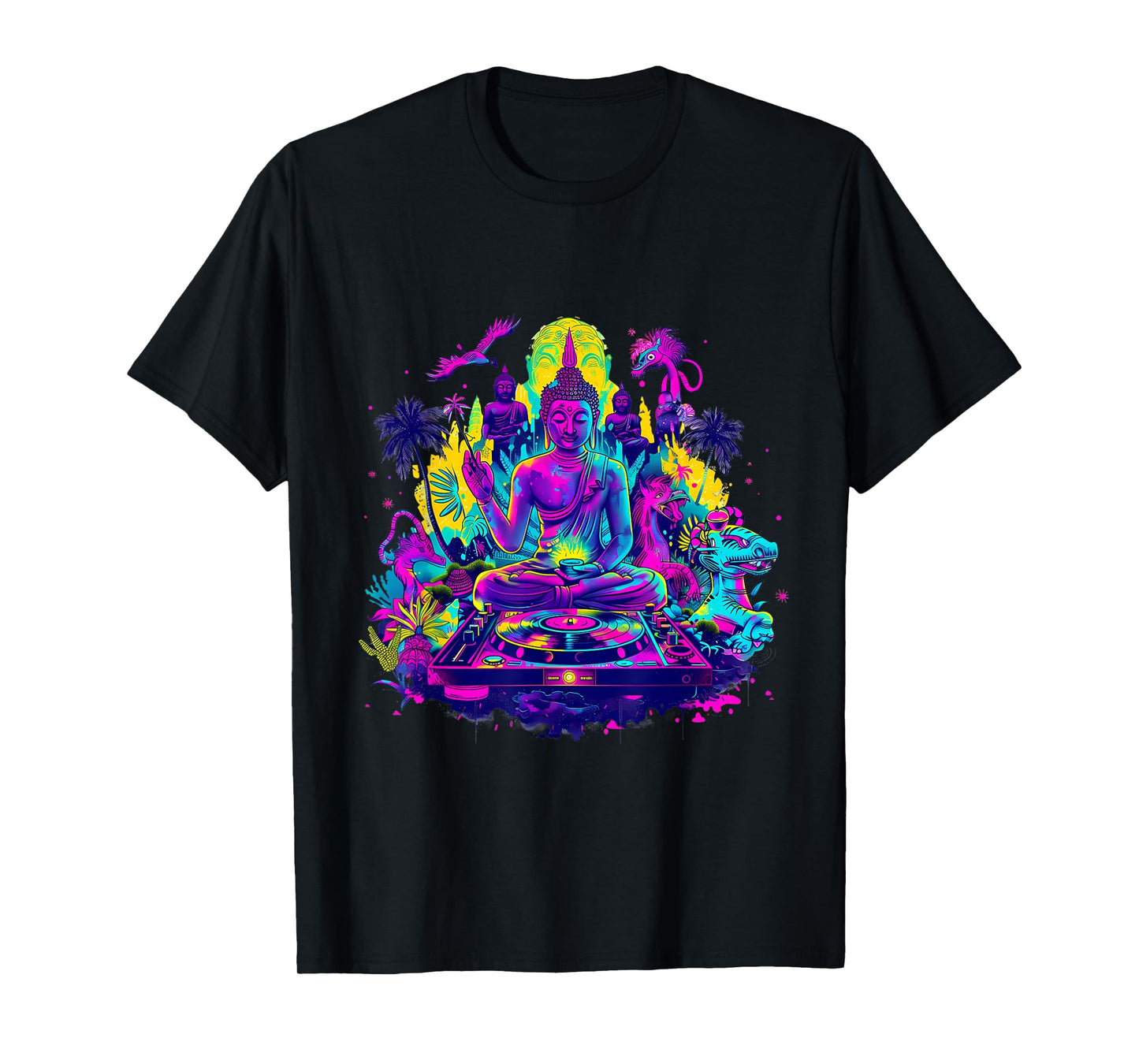 Buddha DJ Tropical Turntable DJ Buddha Dance Club Meditation T-Shirt