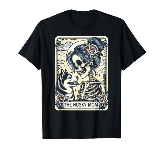Cute Siberian Husky Mom Tarot Card Skeleton Husky Mama Dog T-Shirt
