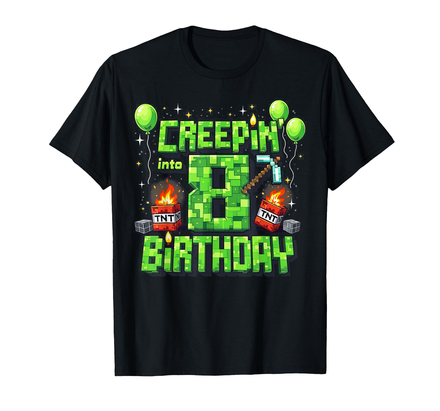 It's My 8th Birthday Boy Gamer Creepin’ Into 8 Gamer Pixel T-Shirt