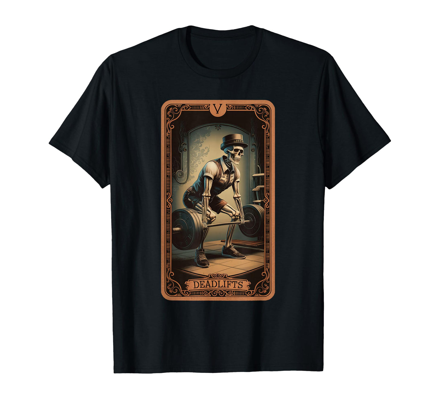 Tarot Card Skeleton Deadlifts Powerlifting Weightlifting Gym T-Shirt