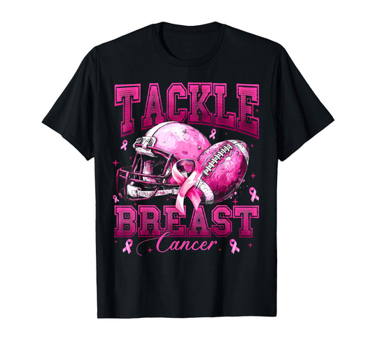 Tackle Breast Cancer Awareness American Football Girl Womens T-Shirt