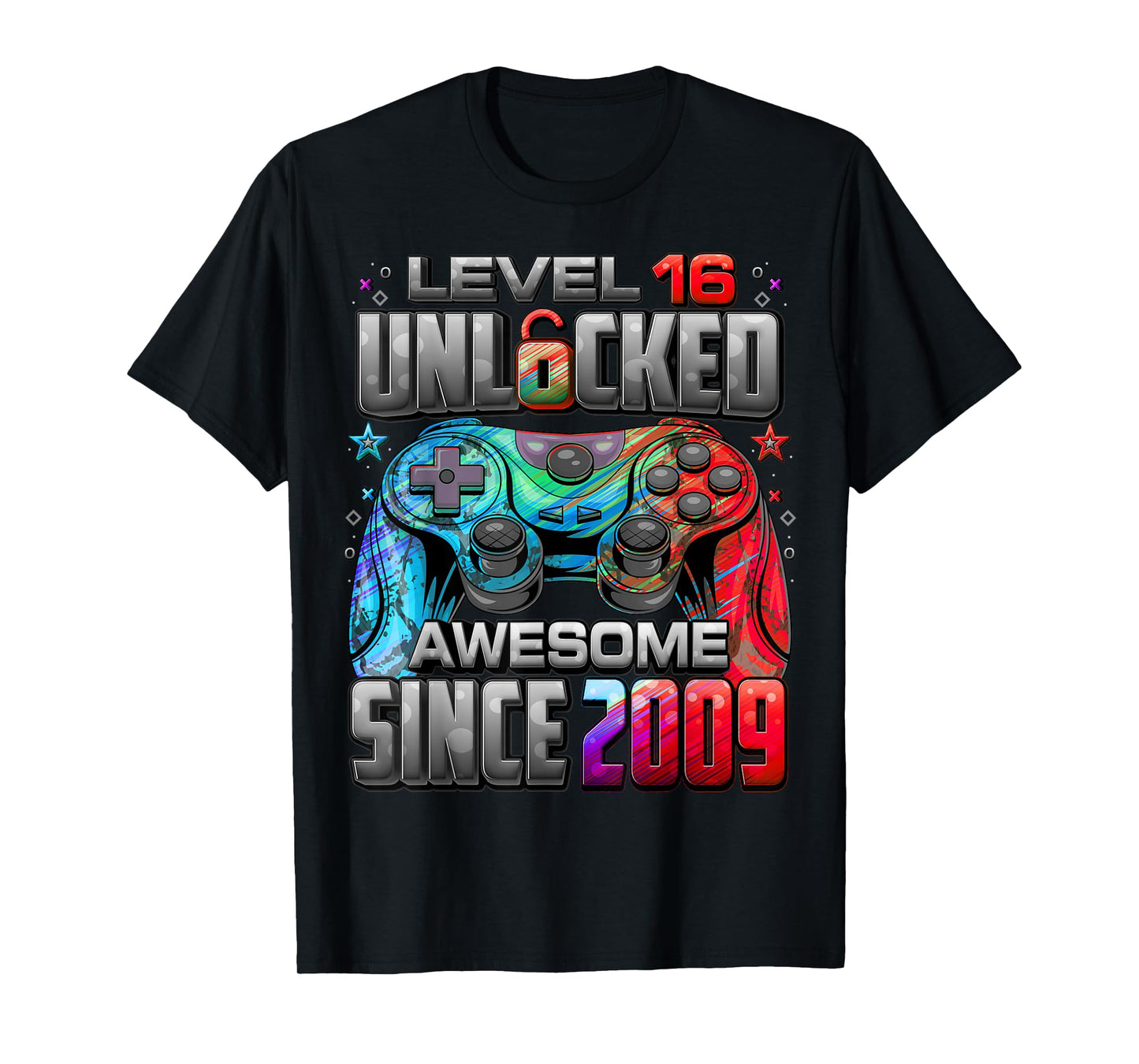 Level 16 Unlocked Awesome Since 2009 16th Birthday Gaming T-Shirt