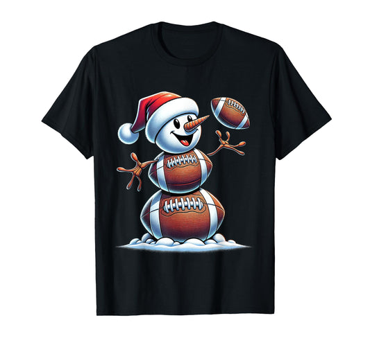 Football Snowman Christmas Cute American Football Kids Boys T-Shirt